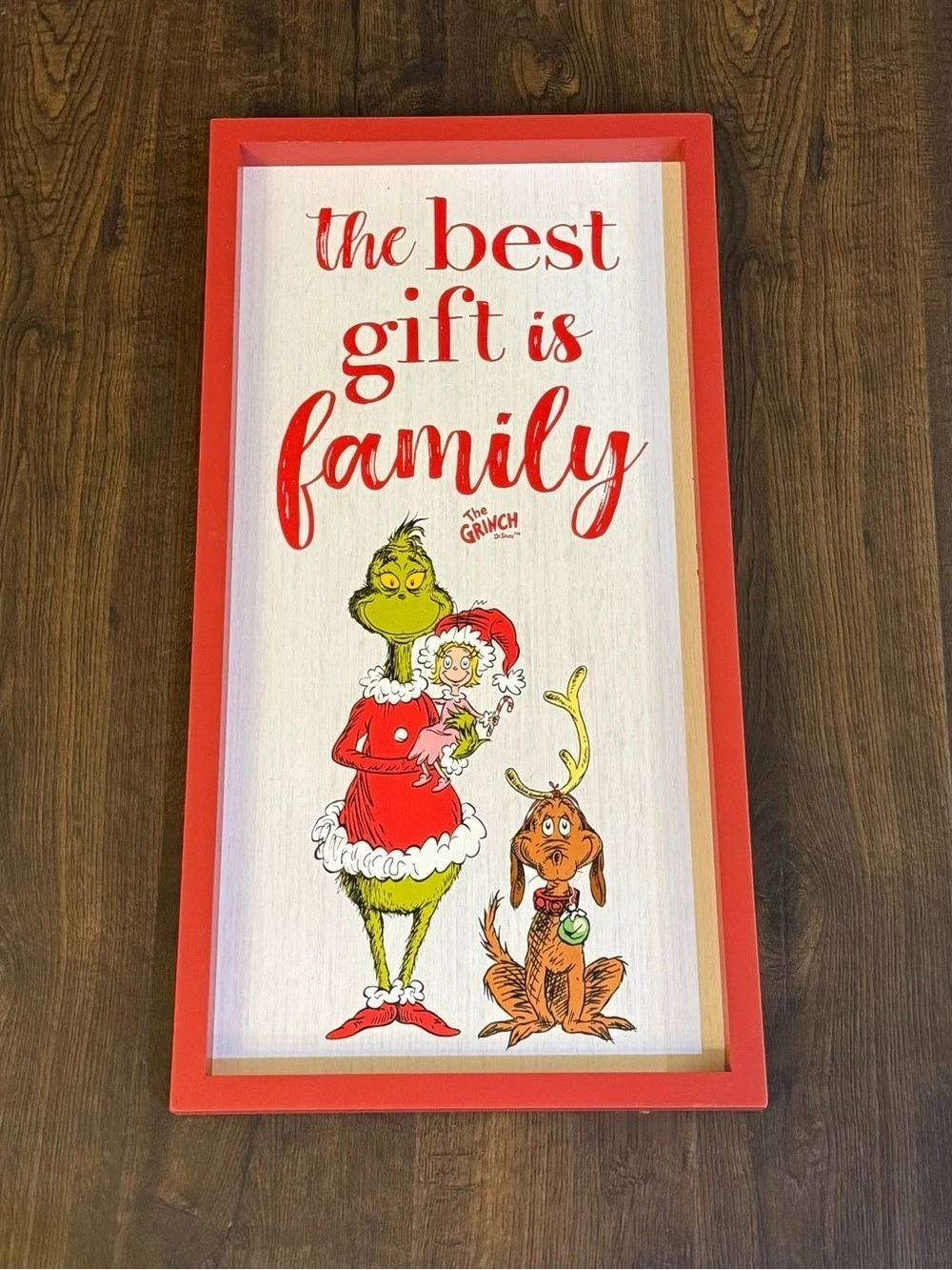Dr. Seuss The Grinch Best Gift Framed Wall Decor Red & White